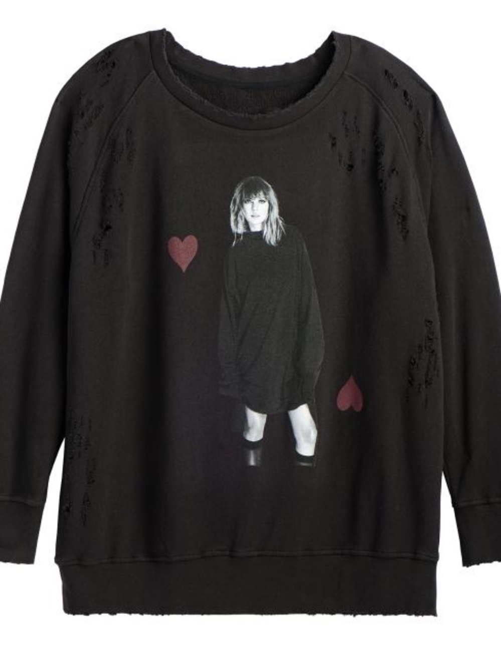 Taylor Swift Reputation Distressed Long Crewneck Tunic Sweater
